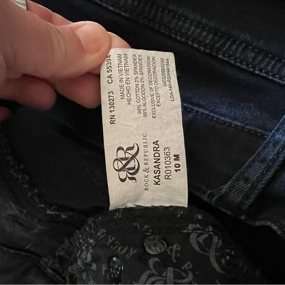 Rock & Republic Kasandra Black Embellished Bootcut Jeans size 10 M - Picture 6 of 14